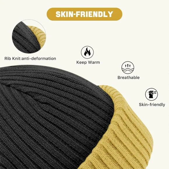 Men's Black Yellow Balaclava Ski Mask Beanie Ski Face Mask Winter Warm Skull Cap